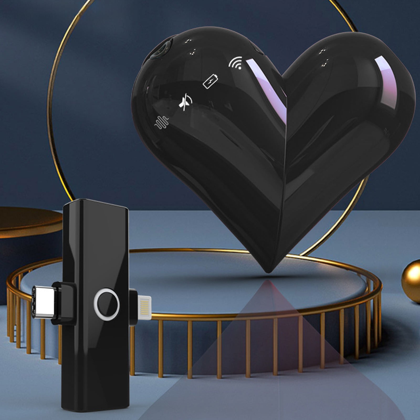 Viflosae 2.4g Wireless Lavalier Microphone Portable Clip on Deformation Heart Shaped Condenser Mic for Outdoor Live Streaming Long Battery Valentine’s Day Gift for Video Recording Vlogging