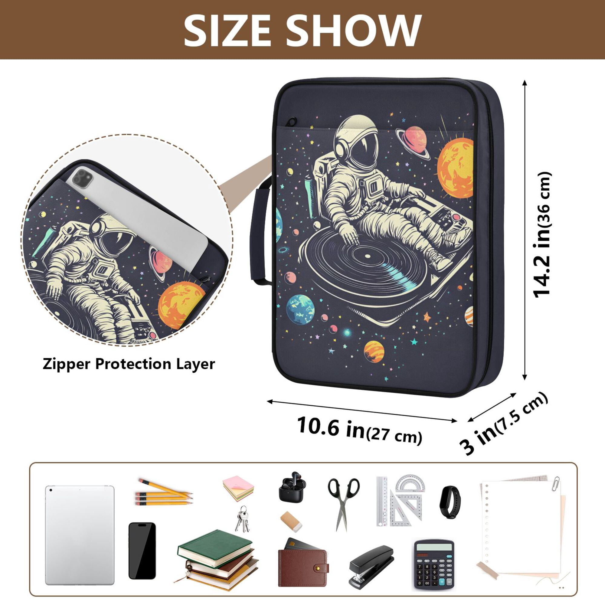 FORMRS Accordion File Folder A4 Size 7-Pocket Expanding Document Organizer Bag with 3 Ring Binder, Black Record