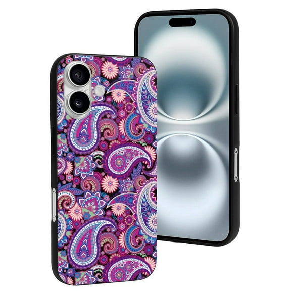 Compatible with Iphone 16 Case - Cute Soft Blue Purple Paisley Silicone Case Compatible with Iphone 16 Phone Case for Women Men