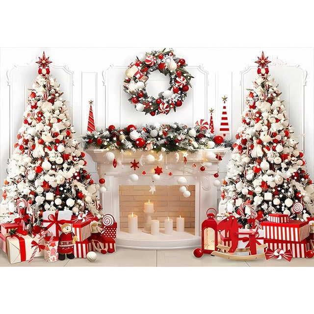 Tela de fondo para marco de puerta navideña, tela colgante, accesorios de fotografía, tela de decoración para fiestas con estampado de copos de nieve metálico NCHKUN