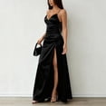 thumbnail image 7 of Mifsaly Satin Dress for Women Maxi V Neck Sleeveless Bodycon Silk Dresses Elegant High Slit Party Club Going Out Wedding Guest Evening Gowns S, 7 of 7