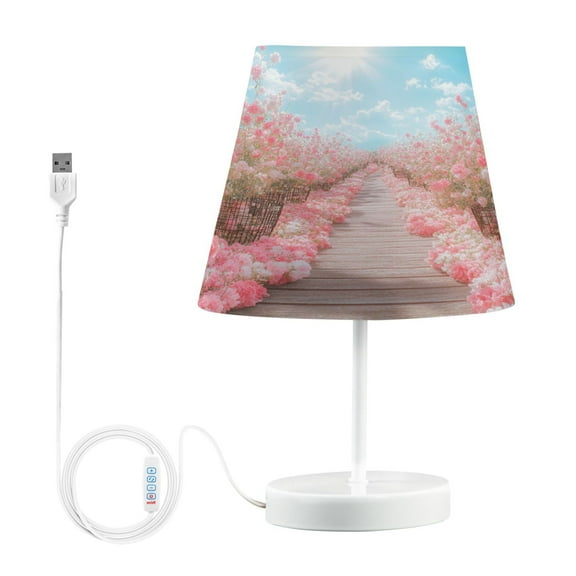 BZSMCE Table Lamp Creative Pink Rose Garden Simple Pattern Night Light
