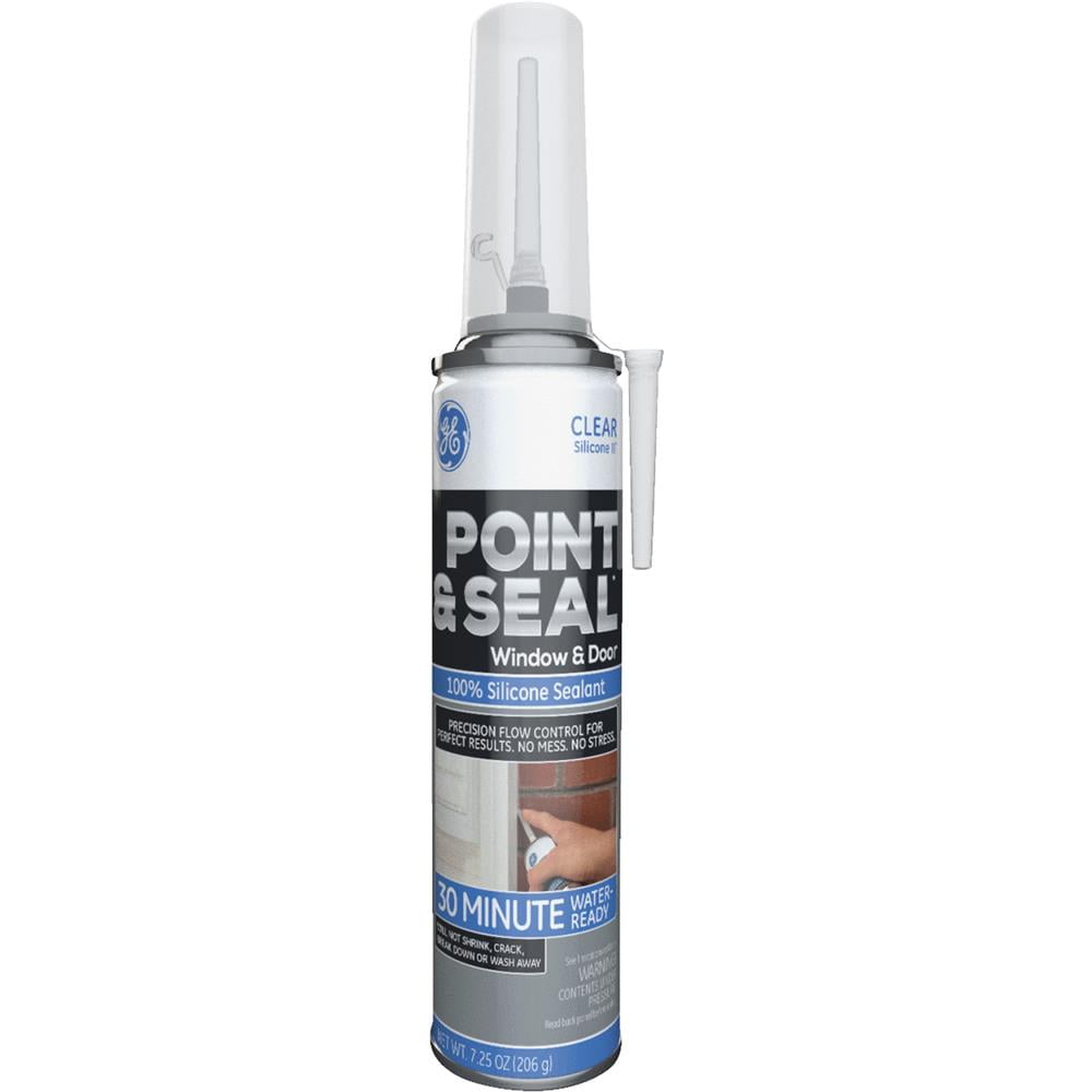 GE Point & Seal Window & Door Silicone Sealant, Clear, 7.25 Oz