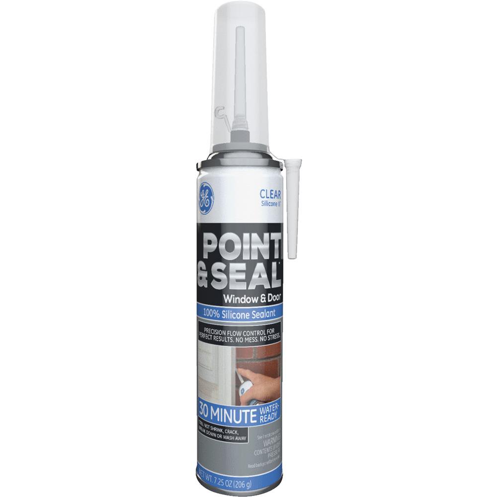 GE Point & Seal Window & Door Silicone Sealant, Clear, 7.25 Oz
