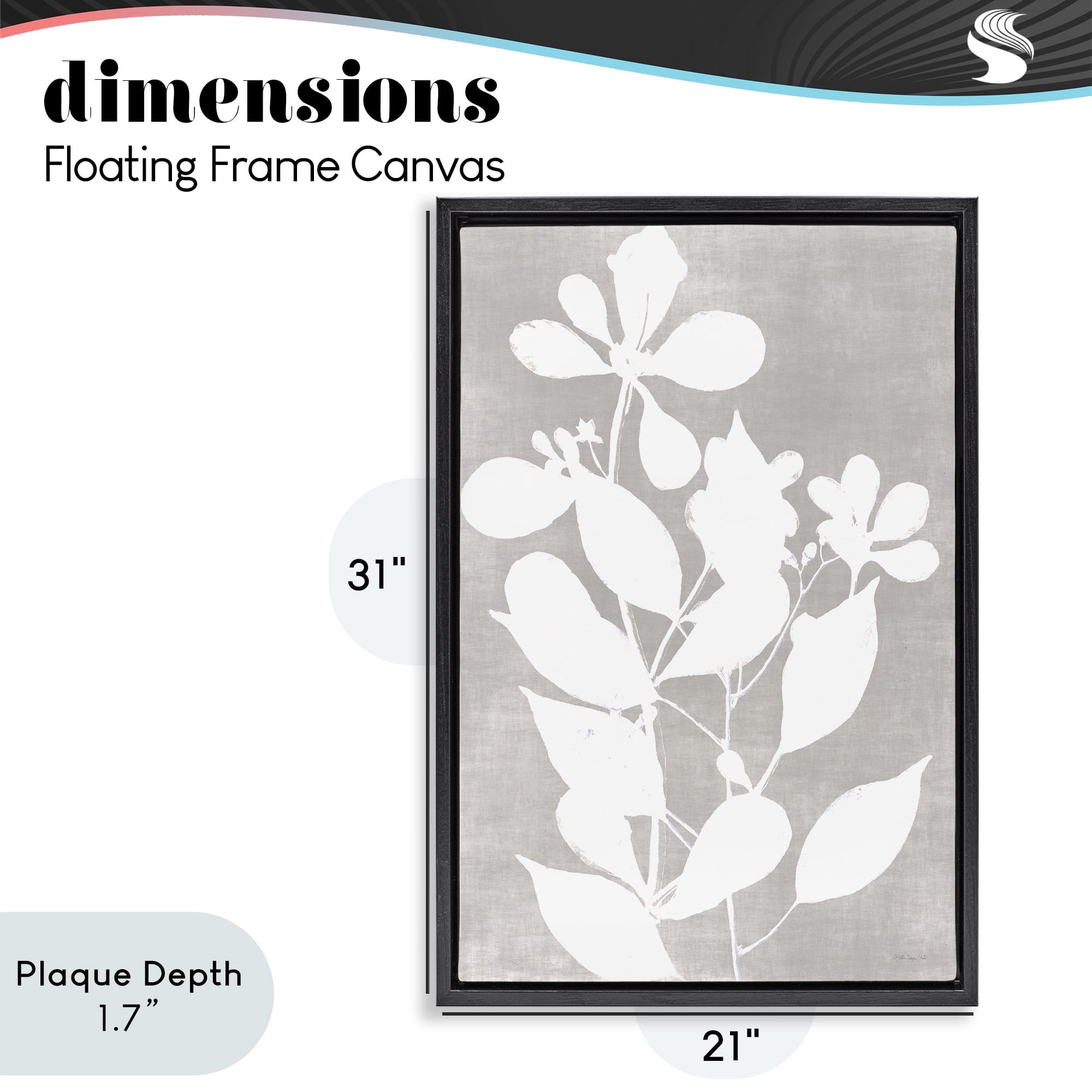 Stupell Industries Minimalist Foliage Impression Black Framed Floater Canvas Wall Art, design by Stellar Design Studio