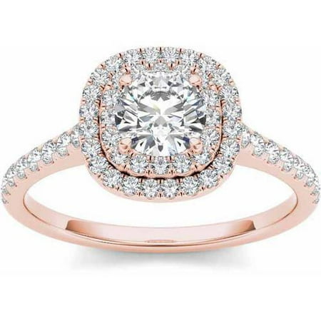 Imperial 1 Carat T.W. Diamond Double Halo 14kt Rose Gold Engagement Ring