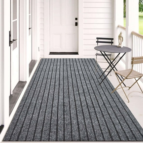 Morefany 2'x6' Runner Rug Indoor for Long Hallway Mat Non Slip Rugs Floor Carpet Area Rug with Rubber Backing Kitchen Laundry Room Entryway, Grey Striped