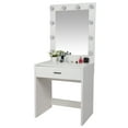 thumbnail image 2 of White Vanity Set With Mirror, Bedroom Dressing Make Up Table W/10 LED Lighted Bulbs, 2 of 4
