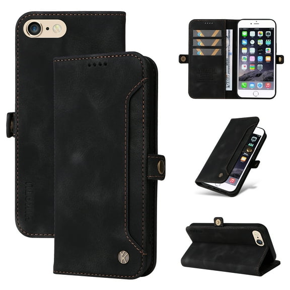 Nalacover For iPhone 7/8/SE 2020 Wallet case 【RFID Blocking】【Slide Pocket Slot】,Credit Card Holder Flip Folio Book PU Leather Protective Cover Women Men For iPhone 7/8/SE 2020, Black