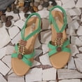 thumbnail image 6 of AOMPMSDX Womens Sandals Ladies Summer Retro Bohemian Style Beaded Milled Velvet Open Toe Beach Outwear Plus Size Sandals Green Spring Summer Shoes 40, 6 of 9