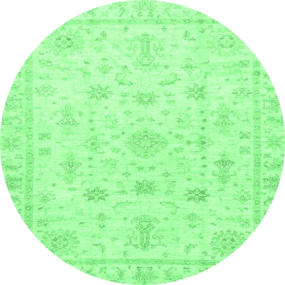 Ahgly Company Indoor Round Oriental Emerald Green Traditional Area Rugs, 6' Round
