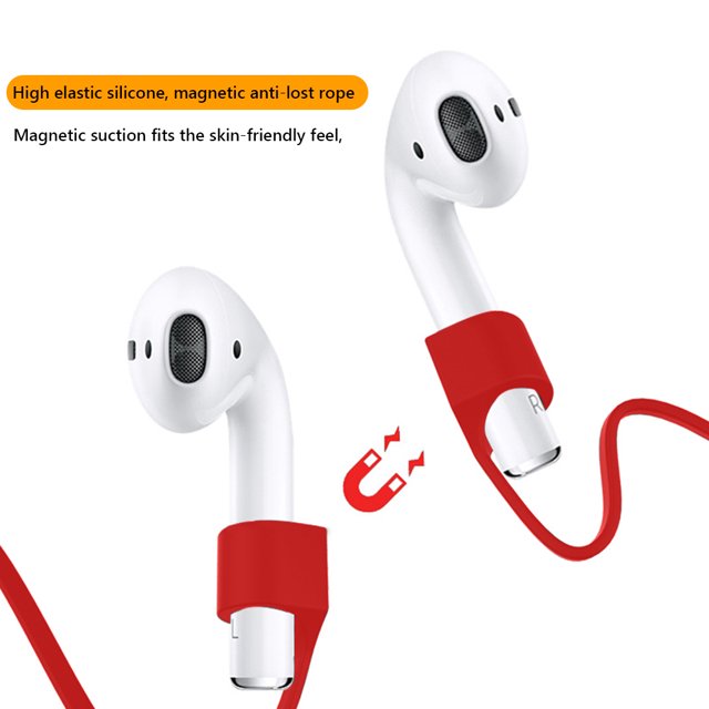 Titular De La Cuerda Del Auricular Audífonos Correa para para AirPods 1 2 3 Pro Soporte de cuerda de silicona antipérdida (rojo)