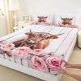 thumbnail image 4 of Feelyou 3D Brown Cow Twin Sheet Sets for Teen, Romantic Pink Rose Twin Fitted Sheet, 3pcs, 4 of 8
