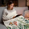 thumbnail image 4 of Throw Blanket Fleece Throw Blanket 40x50in, Christmas Eucalyptus Leaves Berry Pinecone Bird Soft Lightweight Bed Blankets Retro Linen Fuzzy Couch Blankets for All Season, 4 of 8