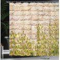 thumbnail image 4 of Ambesonne Beige Shower Curtain, Brick Wall with Leaf, 69"Wx75"L, Green White, 4 of 5