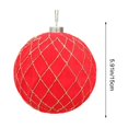 thumbnail image 4 of Flocked Christmas Ball Ornament, 6-Inch Red Plastic Bauble with Gold Thread Pattern for Tree and Party Decor, 4 of 10
