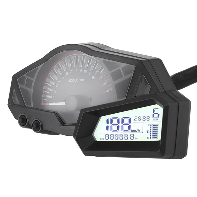 Motorcycle Tachometer Motorcycle Meter Lcd Odometer Digital Speedometer Motorcycle Accessories LCD Motorcycle Odometer Speed Fuel Gauge 15000RPM Fit For KAWASAKI 300/EX300/300SE