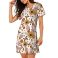 thumbnail image 2 of Picia Sunflowers And Butterflies Pattern Women’s Nightdress – Casual Short-sleeved Loose-Fit Sleepwear, Soft Cotton Short-Sleeve Sleep Shirt for Relaxation & Comfort, 2 of 6