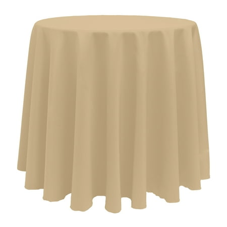 

Ultimate Textile (5 Pack) 108-Inch Round Polyester Linen Tablecloth - for Wedding Restaurant or Banquet use Camel Light Brown