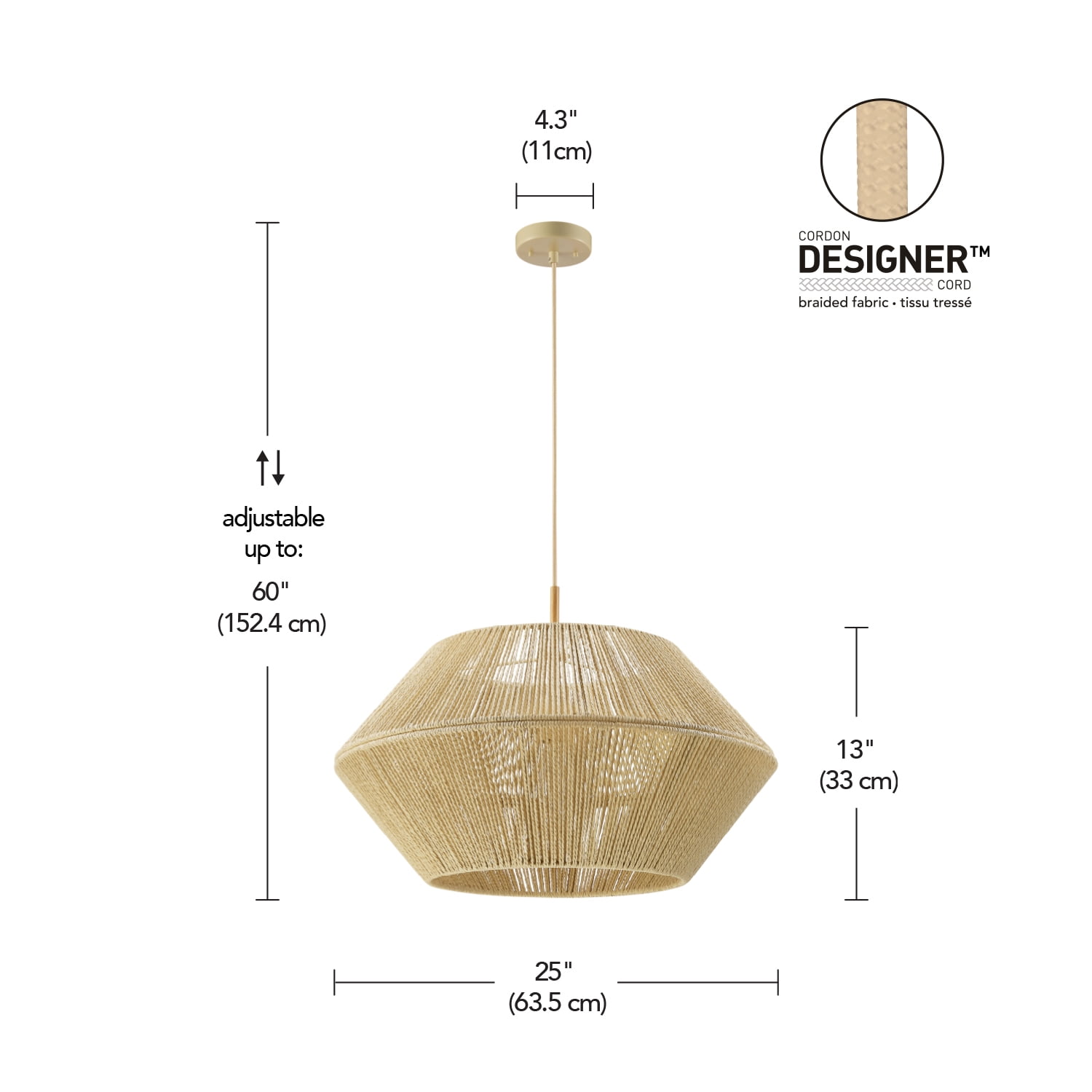 Globe Electric 1-Light Wood Toned Twine Shade Pendant Light