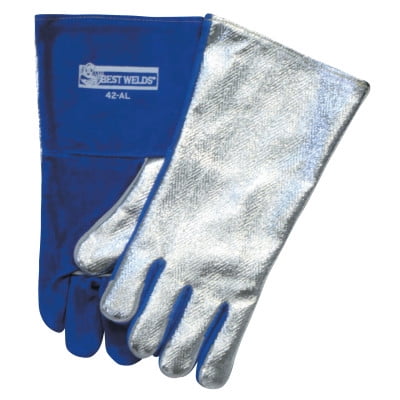 Split Cowhide Front Welding Gloves, Aluminized Back, Large, Blue (The Best Ski Gloves)