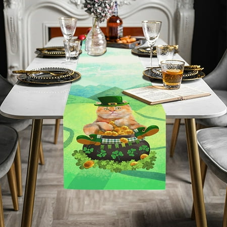 

Mittory Table Runner Tablecloth St. Patrick s Day Print 13 X 70 Inch For St. Patrick s Day Table Decorations