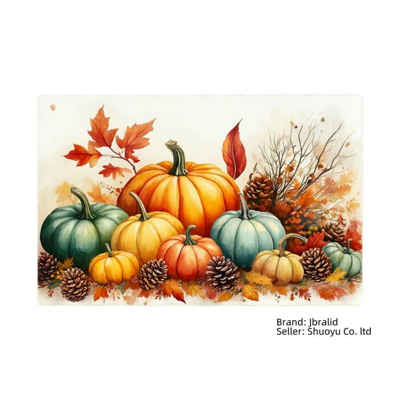 Jbralid Autumn Pumpkin Harvest Table Placemat Set of 6 for Home Kitchen Table Decor 12x18 inch