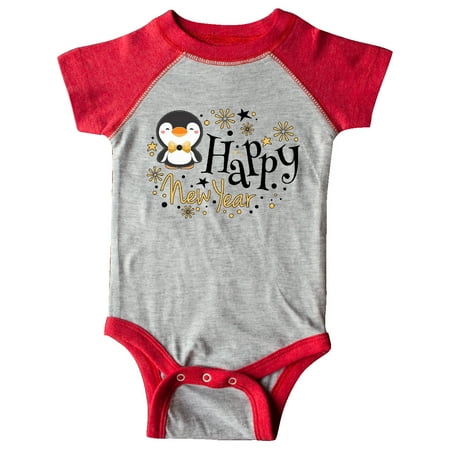 

Inktastic Happy New Year with Cute Penguin Gift Baby Boy or Baby Girl Bodysuit