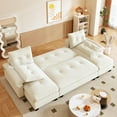 thumbnail image 6 of 104.7'' Futon Sofa Bed Full, Oversized Folding Sleeper Sofa Bed, Convertible U-Shaped Double Chaise, USB, Type-C, Adjustable Backrest, Chenille Futon Couches for Living Room, Bedroom, Beige, 6 of 10