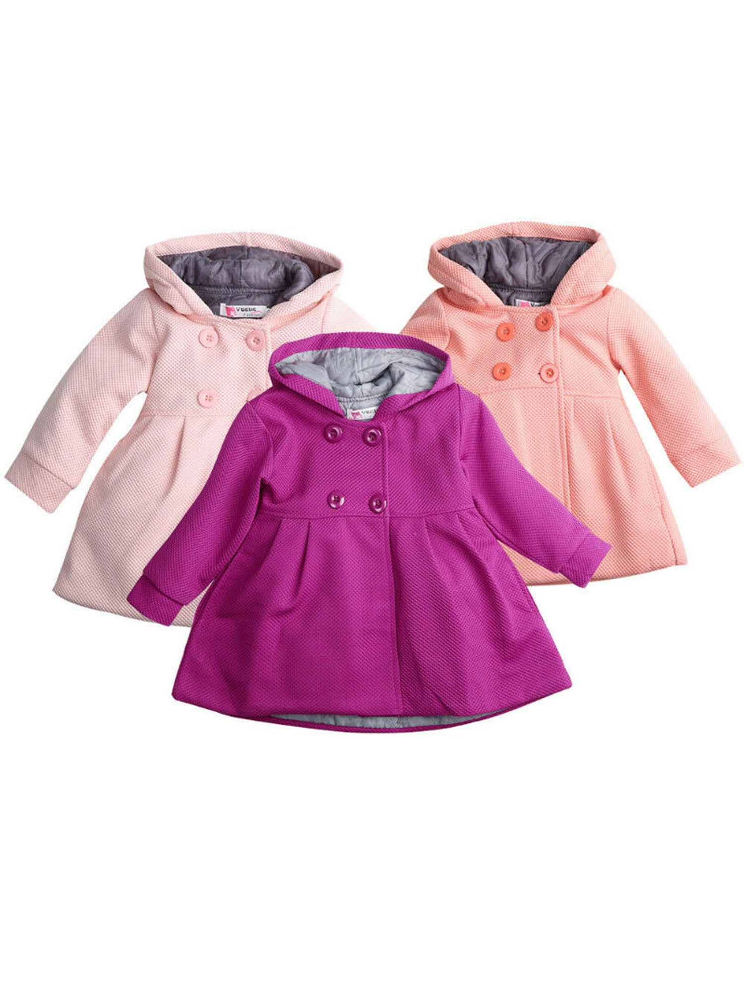 Baby Girl Hooded Trench Coat Fall Winter Windbreaker Parka Jacket Kids Outerwear 