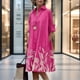 thumbnail image 5 of Vestido Zhyaj Boho Summer Maxi Rosa con cuello en V y manga larga para mujer, 5 of 6