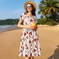 thumbnail image 4 of Naloa Autumn Brown Butterfly Print Womens Summer A-Line Dress with Pockets,Short Sleeve Dresses,Flowy Beach Swing Dress for Vacation Travel, 4 of 6