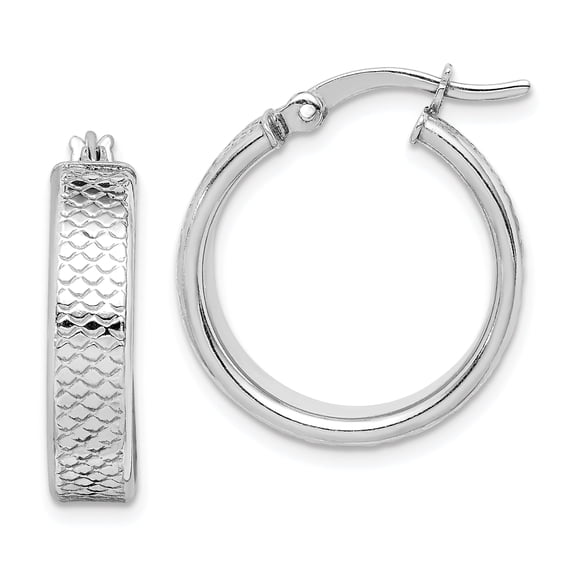 Primal Silver Sterling Silver Rhodium-plated Textured Hoop Earrings