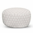 thumbnail image 1 of Abstract Pouf Cover with Zipper, Pattern of Circles Inside Hexagons in Ornamental Style and Geometrical Design, Soft Decorative Fabric Unstuffed Case, 30" W X 17.3" L, Dried Rose, by Ambesonne, 1 of 5