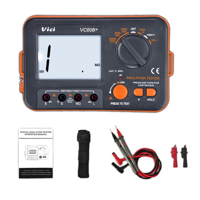 Testeur de Résistance à l'Isolation Numérique VC60B+ Haute Précision, Compteur Mégohm Portable avec Rétroéclairage