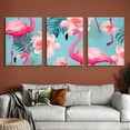 thumbnail image 6 of Shadudu Flamingo Flowers Canvas Print Triptych Set Abstract Wall Art Decor 12x16 Inches (Pack of 3) 12"x16"x3pcs, 6 of 6