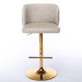 thumbnail image 2 of A&A Furniture Swivel Barstools Adjustable Seat Height - PU Leather Beige - Modern Tufted Back Stools for Home Pub Kitchen Island - Durable, 2 of 16