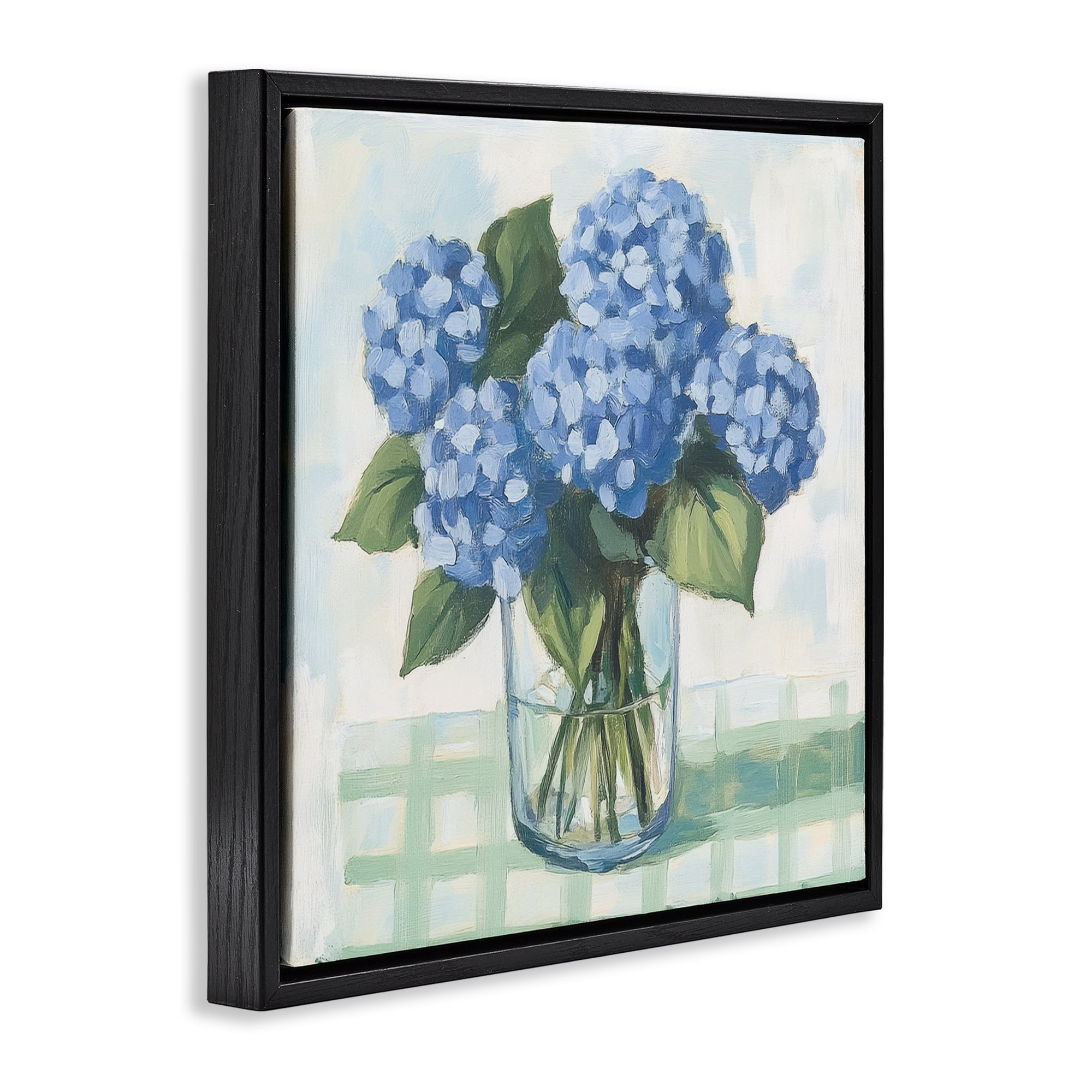 Stupell Industries Quaint Picnic Hydrangeas Black Framed Floater Canvas Wall Art, design by Petal Prints Design