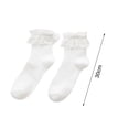 thumbnail image 5 of Naierhg Thermal socks 1 Pair Ladies Socks Solid Color Lace Short Tube Mesh Hollow Out Lolita Ruffle Stretch Princess Socks Streetwear Black, 5 of 7
