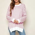 thumbnail image 4 of Levmjia Women's Striped Long Sleeve Sweater Crewneck Drop Shoulder Loose Fit Casual Pullover Top for Fall Winter, 4 of 6