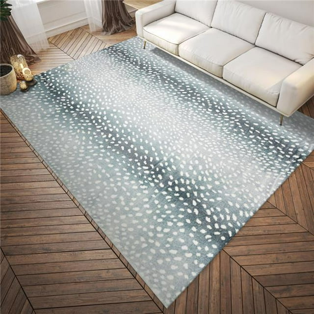 HomeRoots 491681 3 x 5 ft. Grey Gazelle Print Shag Handmade Non Skid Rectangle Area Rug