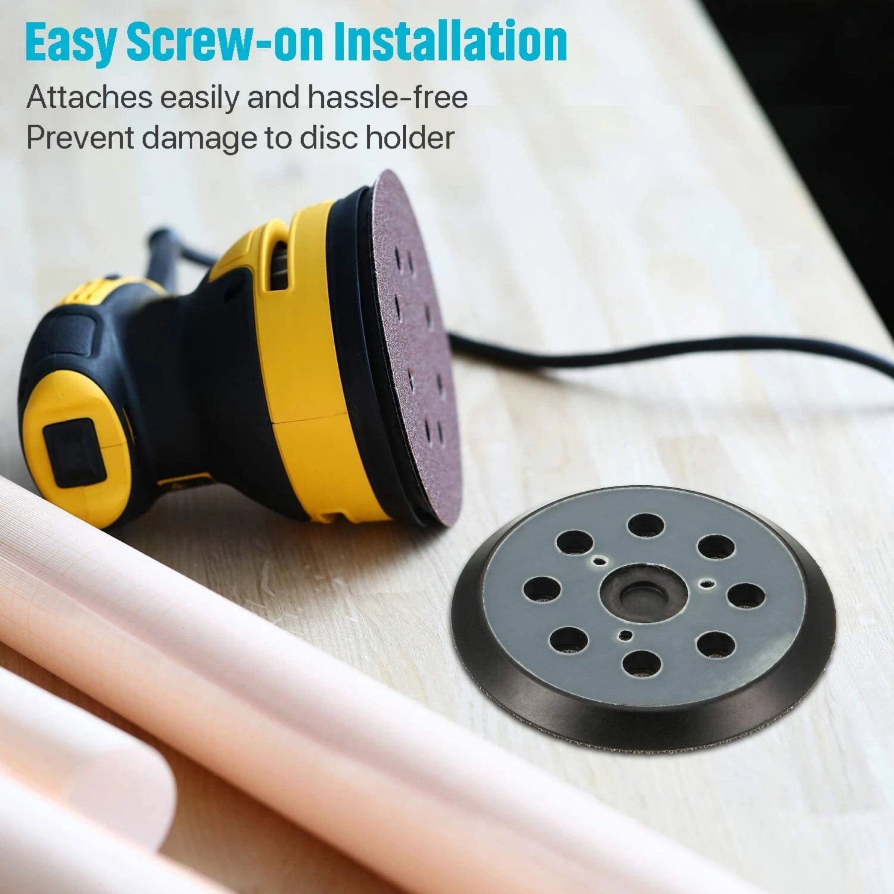 4 Pack 5 inch Orbital Sander Pad Hook Loop for Dewalt/Makita/Porter Cable