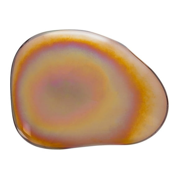 Evergreen Amber Art Glass Garden Stone, 8''x 6.7'' x 3.3'' inches