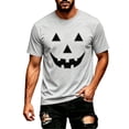 thumbnail image 4 of CONFREE Halloween Mens Short Sleeve Tshirts Crew Neck Hallowmas Pumpkin Face Graphic Lightweight T-Shirts, 4 of 7