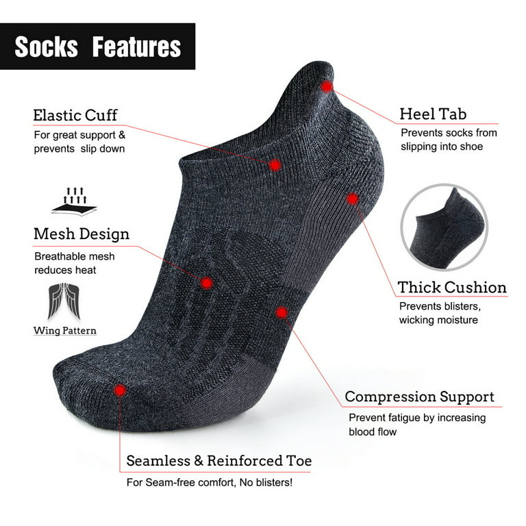 Busy Socks Men's Women's Wool Ankle No Show Tab Socks, Dark Grey