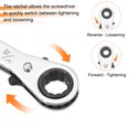 thumbnail image 4 of Uxcell 2pcs 3/8" x 7/16" SAE 180° Double Box End Reversible Ratcheting Wrench, Silver, 4 of 7