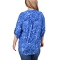 thumbnail image 2 of NY Collection Plus Size 3/4 Roll Tab Sleeve Y Neck Top, 2 of 3