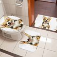 thumbnail image 5 of Funny Puppy Bathroom Rugs Set Watercolor Cute Cartoon Dog Animal Non Slip Absorbent Soft Bath Mats 3 Piece Set with Bathroom Rug, U-Shaped Floor Mat, Toilet Seat Cover Large Size, 5 of 9