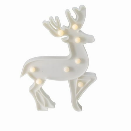 9.75 in. Battery Operated LED Lighted White Reindeer Christmas Marquee Sign