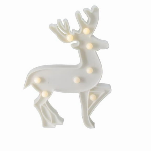 9.75 in. Battery Operated LED Lighted White Reindeer Christmas Marquee Sign